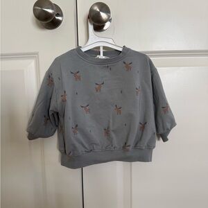 Quincy Mae Grey pullover Sweatshirt with Brown Moose Print